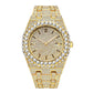 18K Gold-Plated Iced-Out Waterproof Men's Watch