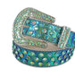 Green Chromatic Multi Color Rhinestone Belt With Green Chromatic Strap