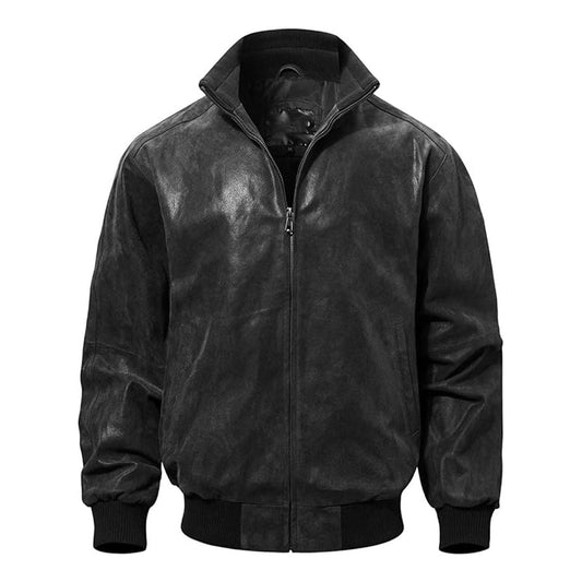 Men's Casual Bomber Real Leather Jacket-Men's Bomber Jacket-Premium Leather Store