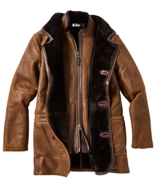 Brown Fur Double Shearling Leather Coat