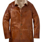 Brown Lamb Sherpa Lining Leather Coat