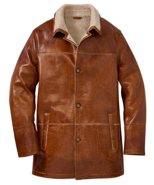Brown Lamb Sherpa Lining Leather Coat