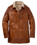 Brown Lamb Sherpa Lining Leather Coat