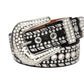 Diamond Rhinestone and Silver Studs Belt With Black Strap