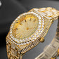 18K Gold-Plated Iced-Out Waterproof Men's Watch