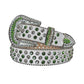 Green and Diamond Rhinestone Belt With White Textured Strap