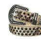 Black Rhinestone Belt With Golden Snake Texture Strap