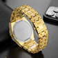 18K Gold-Plated Iced-Out Waterproof Men's Watch