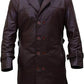 Brown Watchmen Real Leather Trench Coat