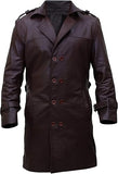 Brown Watchmen Real Leather Trench Coat