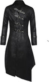 Black Gothic Steampunk Long Leather Trench Coat