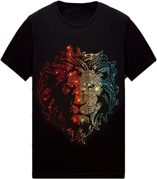 Lion Print Rhinestone Shirt