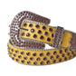 Wine Rhinestone Belt With Yellow Strap