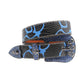 Skull Buckle Black Strap With Blue Studded Rhinestone Belt