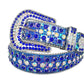 Blue And Chromatic Rhinestone Belt With Blue Strap