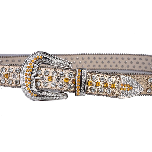 Gold Strap With Crystal & Gold Studded Rhinestone Belt