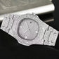 Men's Hip Hop Iced Out Quartz Watch with Stainless Steel Band