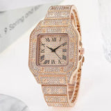 Luxury Iced-Out Square Quartz Watch Unisex