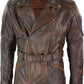 Brown Quarter Length German Motorcycle Leather Coat