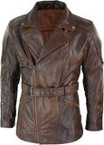 Brown Quarter Length German Motorcycle Leather Coat