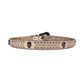 Skull Buckle Beige Strap With Brown & Crystal Studded Rhinestone Belt