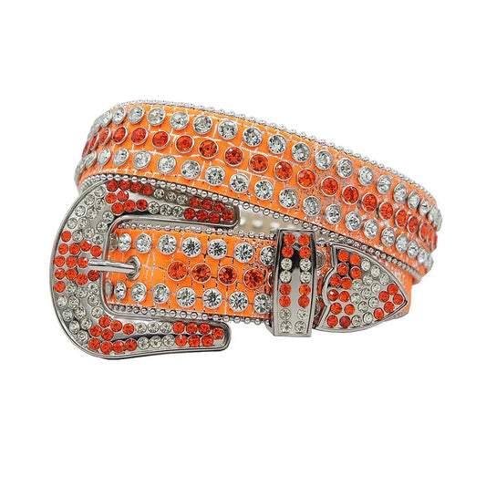 Orange Strap With Orange & Crystal Studded Rhinestone Belt