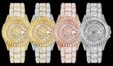 Luxury Gold Hip-Hop Quartz Watch with Faux Gemstones