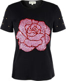 Flower Print Rhinestone Shirt