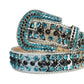 Aqua and Black Rhinestone Belt With Snake Texture strap