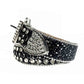 Black Strap With Diamond White & Black Studded Rhinestone Belt