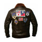 Top Gun Brown Faux Shearling Maverick Bomber Jacket-Men Shearling Jacket-Premium Leather Store