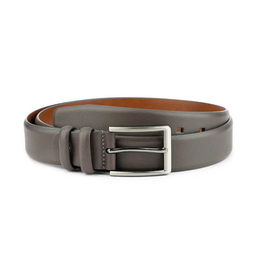 Classic Men's Gray Belt For Suit Genuine Leather Belt For Men 35 Mm