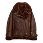 Women's Notch Faux Shearling Moto Leather Jacket-Women Shearling Jacket-Premium Leather Store