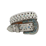 Silver Studs and Vintage Western Flair With Radiant White Rhinestone Belt