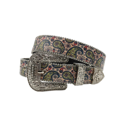 Silver buckle Sleek Strap With Silver Studded Rhinestone Belt