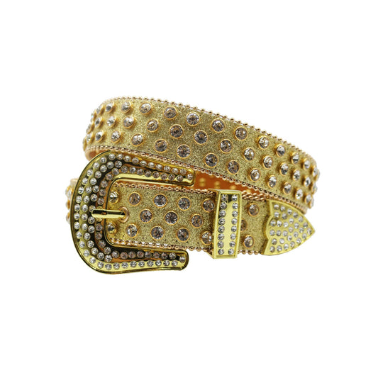 Golden Strap with Silver Crystals Rhinestone Belt