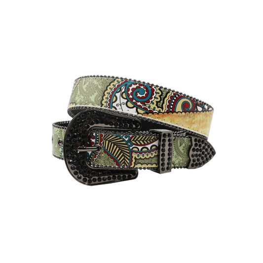 Metal Buckle with Graffti Rhinestone Belt