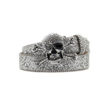 Ornate Skull Buckle With Shimmering Silver Studded Belt