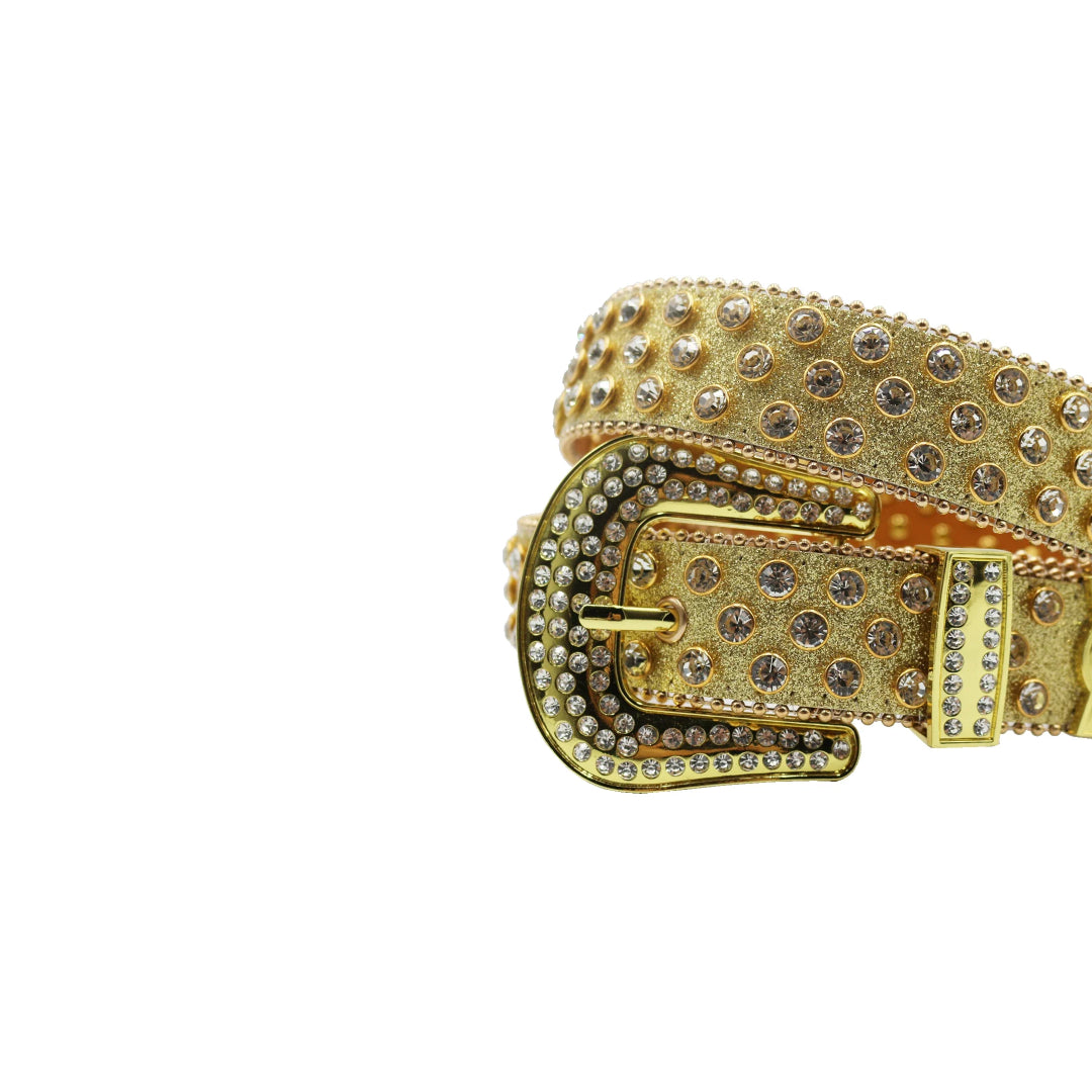 Golden Strap with Silver Crystals Rhinestone Belt