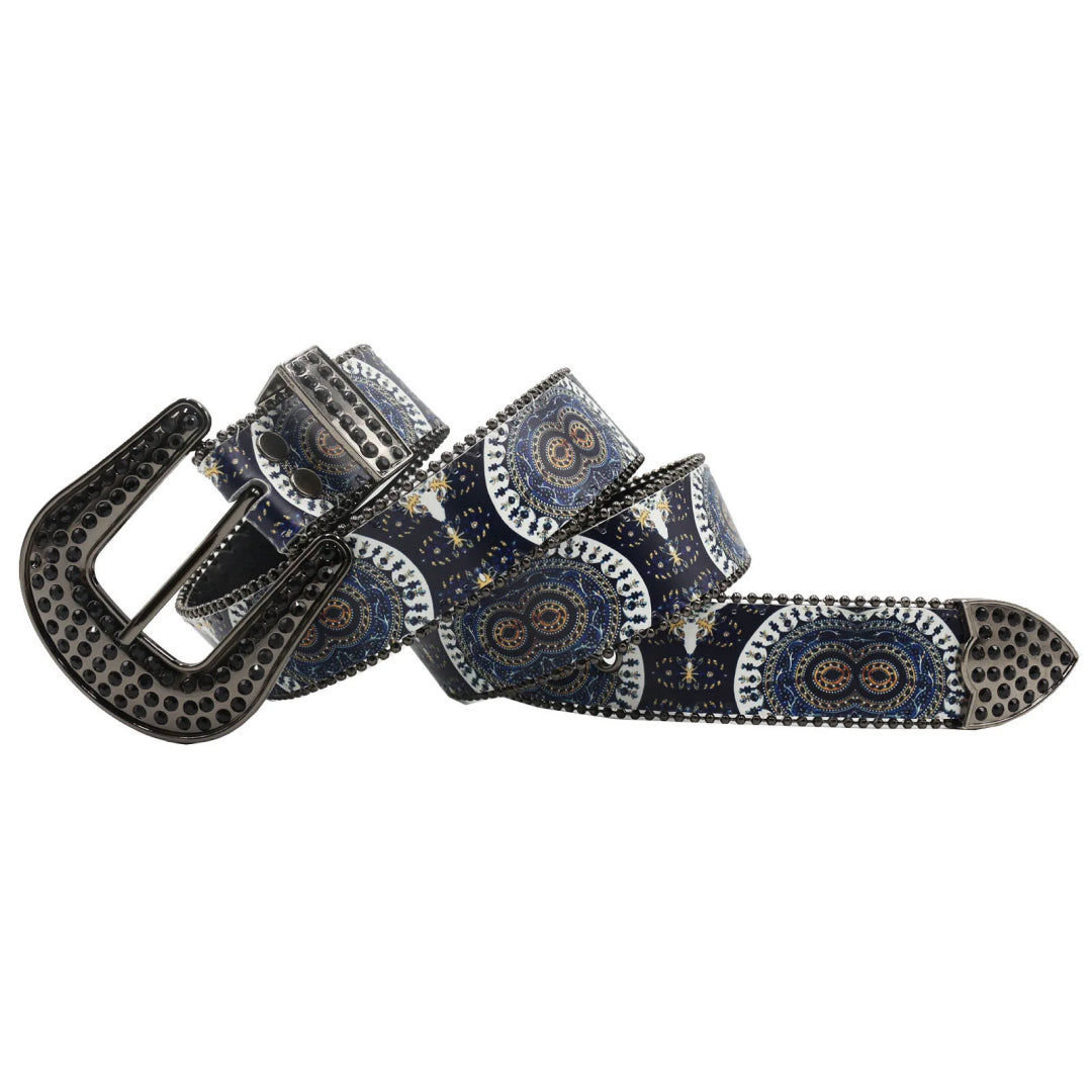 Black Buckle Eye Catching Strap With Studdent Rhinestone Belt