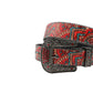 Black Buckle Classic Strap With Red Studdent Rhinestone Belt