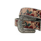 Wide Buckle Design Strap With Blue Studded Rhinestone Belt