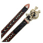 Skull Buckle With Black Strap With Red & Crystal Studded Rhinestone Belt