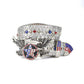 Eagle Buckle Silver Strap Crystal Studded Rhinestone Belt
