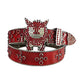 Monster Buckle Red Strap Crystal Studded Rhinestone Belt