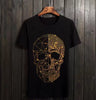 Golden Skull Printed Rhinestone Shirt
