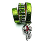 Skull Buckle Glitter Green Strap Bullet Studded Rhinestone Belt