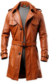 Tan Classic Long Real Leather Coat