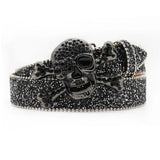Rhinestone-Studded Skull Western Belt