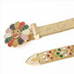 Flower Buckle Gold Strap Multi Color Studded Rhinestone Belt